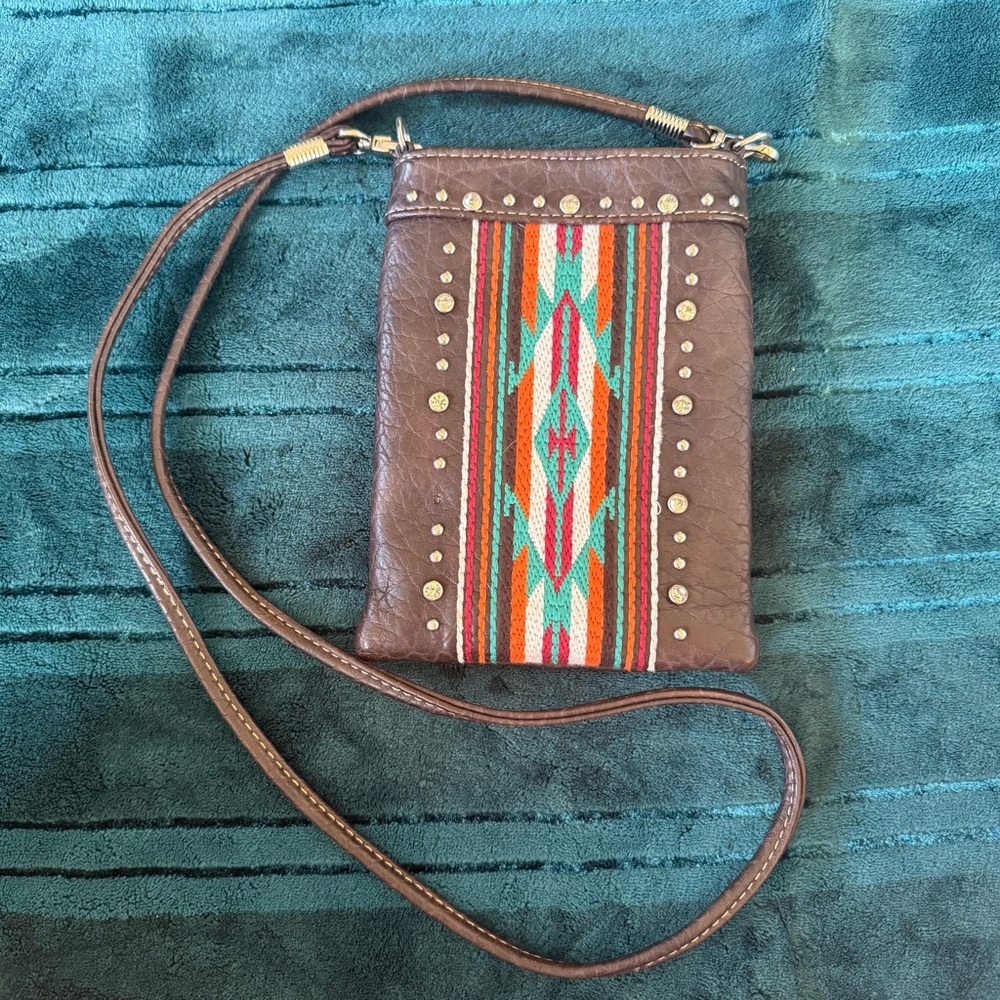 American Bling Brown Patterned boho Crossbody Bag
